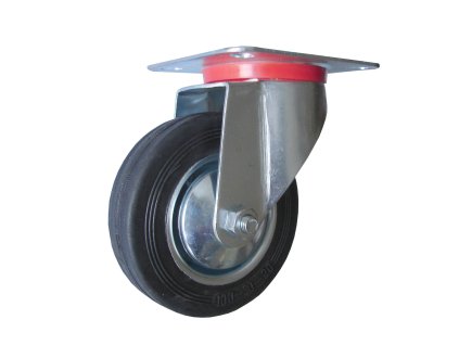 Kolo otočné, černá guma, kovový disk