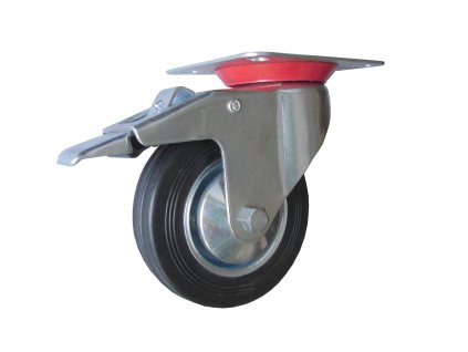 Kolo otočné, černá guma, kovový disk