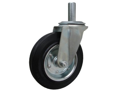 Kolečko otočné s hladkým čepem, černá pryž 31100-64 (Průměr kola(mm) 200, Nosnost(kg) 205, Celková výška(mm) 232)
