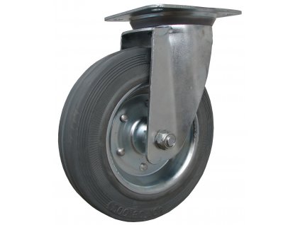 Kolečko otočné s přírubou, šedá pryž  64125-04 (Průměr kola (mm) 200, Nosnost (kg) 205, Rozteč otvorů (mm) 105 x 80/75)