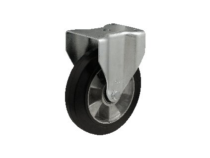 Kolo pevné s hliníkovým středem a gumovým běhounem (Průměr kola (mm) 200, Nosnost (kg) 450, Rozteč otvorů (mm) 105 x 75/80)