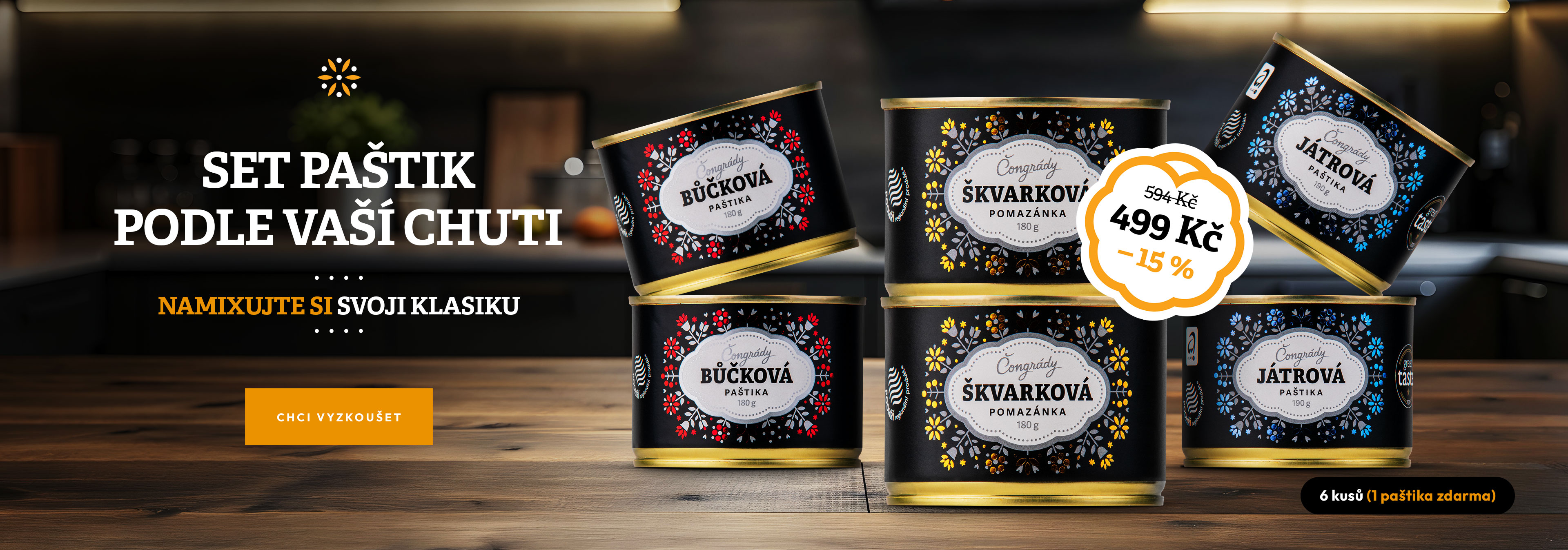 Sada 6 ks paštik Klasik – mix podle vaší chuti