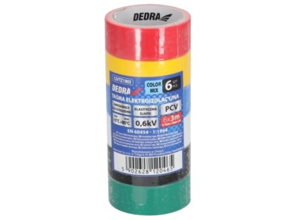 Elektricka izolacni paska 6 ks PVC mix 19mmx3m sada Dedra 12VTZ1903
