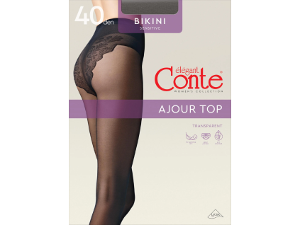 CONTE Elegant Bikini 40 – dámské punčocháče 40 DEN (Velikost 2, Barva Nero (černá))
