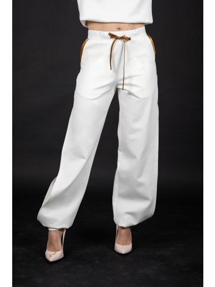 Široké kalhoty Golden Bow se saténovými detaily