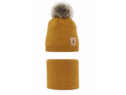 cze pm Komplet zimni chlapecky cepice a tunel horcicovy Apolin 2367 1