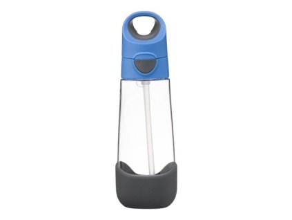 B.box lahev na pití s brčkem 600 ml modro-šedá