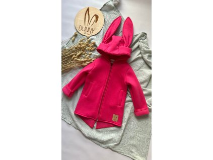 Bunny kabátek s oušky tmavě růžový