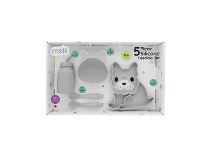 Melii silikonová jídelní sada, 5 dílná - Buldoček