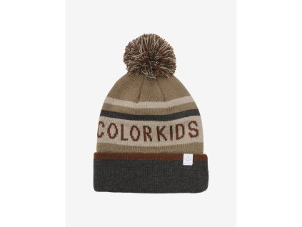Color kids čepice s bambulí hnědá