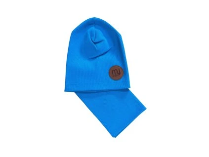 By mimi dětský set čepice a nákrčník modrý