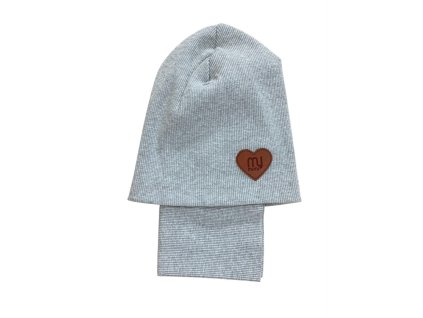 By mimi dětský set čepice a nákrčník světle šedý