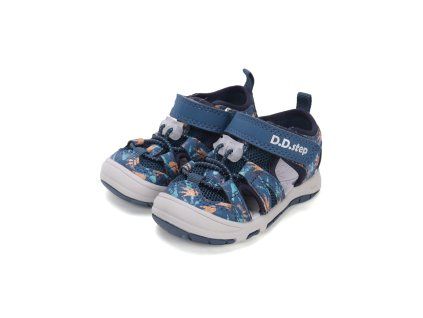 D.D. step modré barefoot sandály dino  G065-61146A