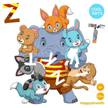 Abeceda zvierat HappyGrowth 30 ks Drevene puzzle pre deti a seniorov CoolArts