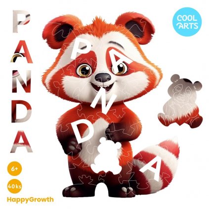 Panda cervena 40ks HappyGrowth Drevene puzzle CoolArts