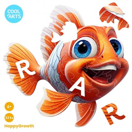 Cervena ryba HappyGrowth 32 ks Drevene puzzle pre deti a seniorov CoolArts
