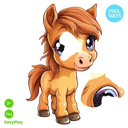 Hnedy konik 7ks EasyPlay Drevene puzzle najmensich a deti CoolArts