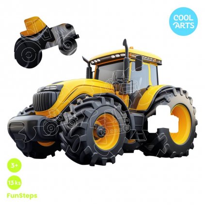 Zlty traktor JoyStart (13ks) Drevene puzzle pre deti a seniorov