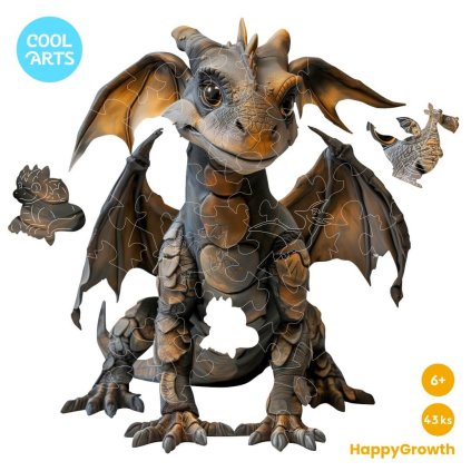 Jemna dracica HappyGrowth 43 ks Drevene puzzle pre deti a seniorov CoolArts