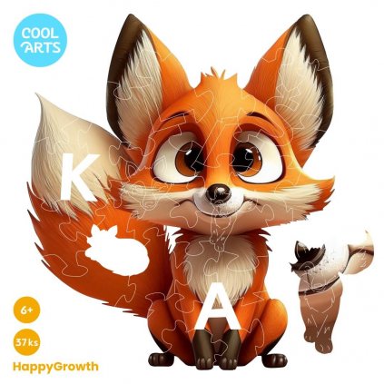Poslusna liska HappyGrowth 37ks Drevene puzzle CoolArts