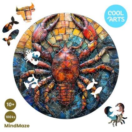 Energicky rak Znamenie zverokruhu MindMaze 100ks Drevene Puzzle pre deti a dospelych CoolArts