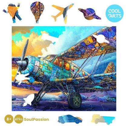 Farebne lietadlo 67ks SoulPassion Drevene Puzzle CoolArts