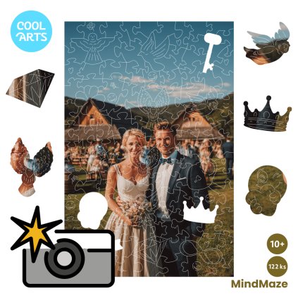 Z fotky v znameni Anjelov 122ks MindMaze Drevene Puzzle z fotky pre deti a dospelych CoolArts 00
