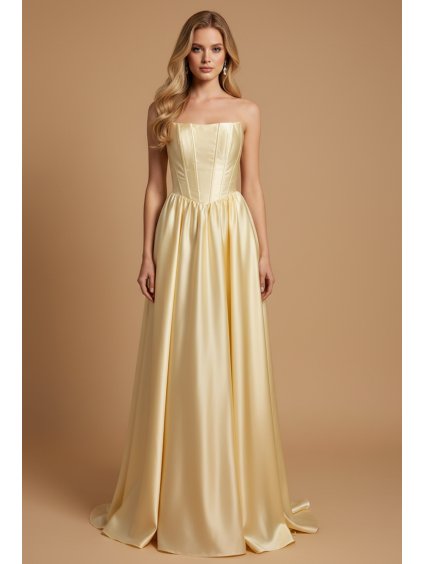 Lesklé světle žluté šaty pro družičky