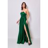 Elegantní smaragdové dlouhé šaty s rozparkem