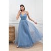Moderní světle modré plesové šaty s tylovou sukní