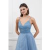 Moderní světle modré plesové šaty s tylovou sukní