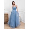 Moderní světle modré plesové šaty s tylovou sukní