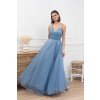 Moderní světle modré plesové šaty s tylovou sukní