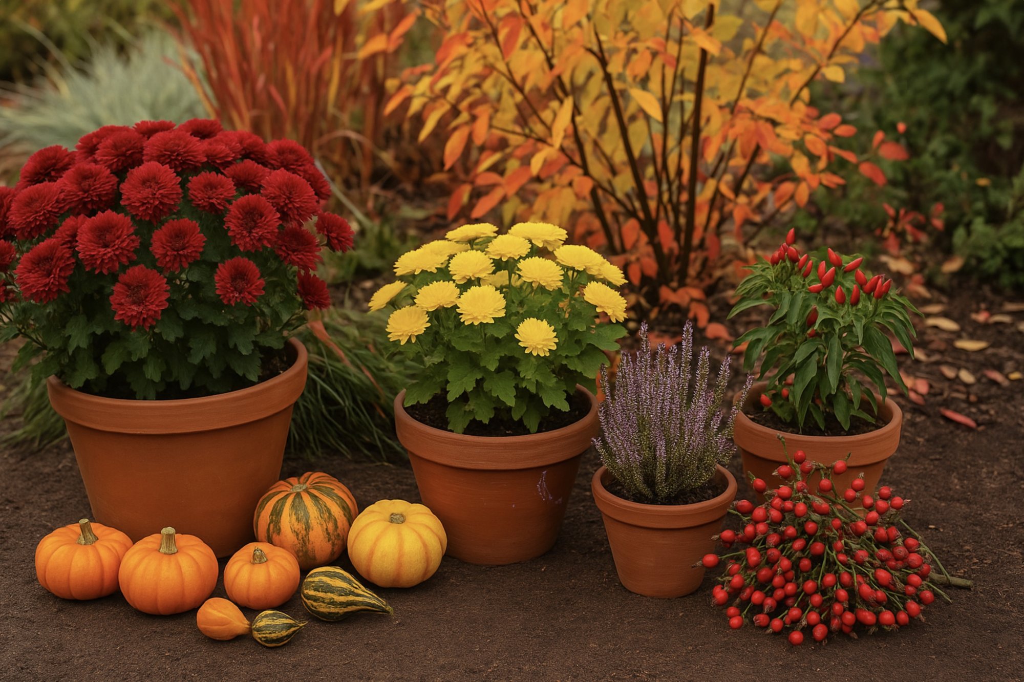 Ako aranžovať ekologicky – druhý život pre chryzantémy a jesenné plody