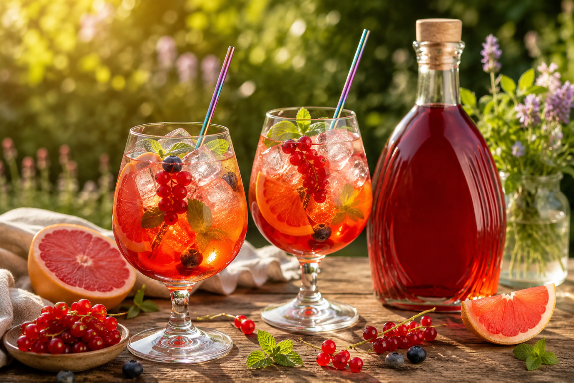 Domáci aperol z červených ríbezlí