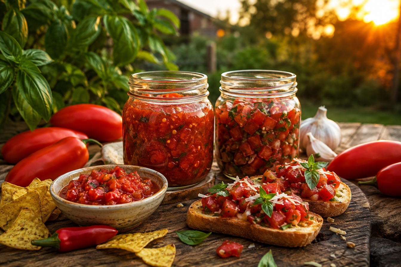 2 recepty z rajčín: rímska salsa a bruschetta v pohári
