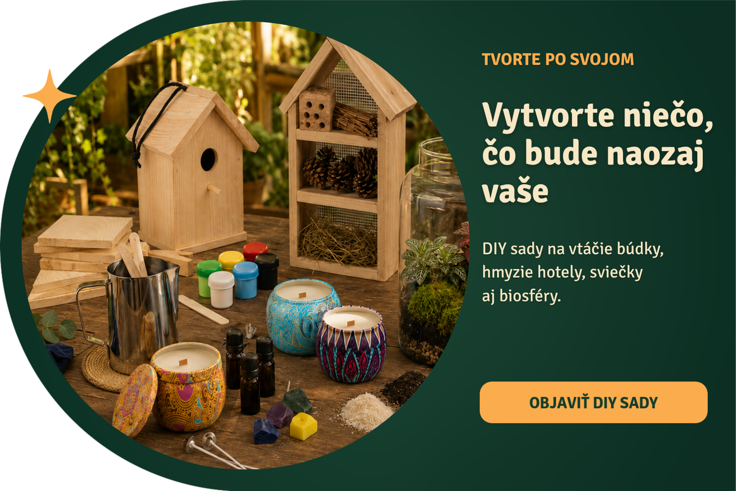 DIY sady COOL Design na vlastnú tvorbu – vtáčie búdky, hmyzie hotely, výroba sviečok a ďalšie kreatívne projekty