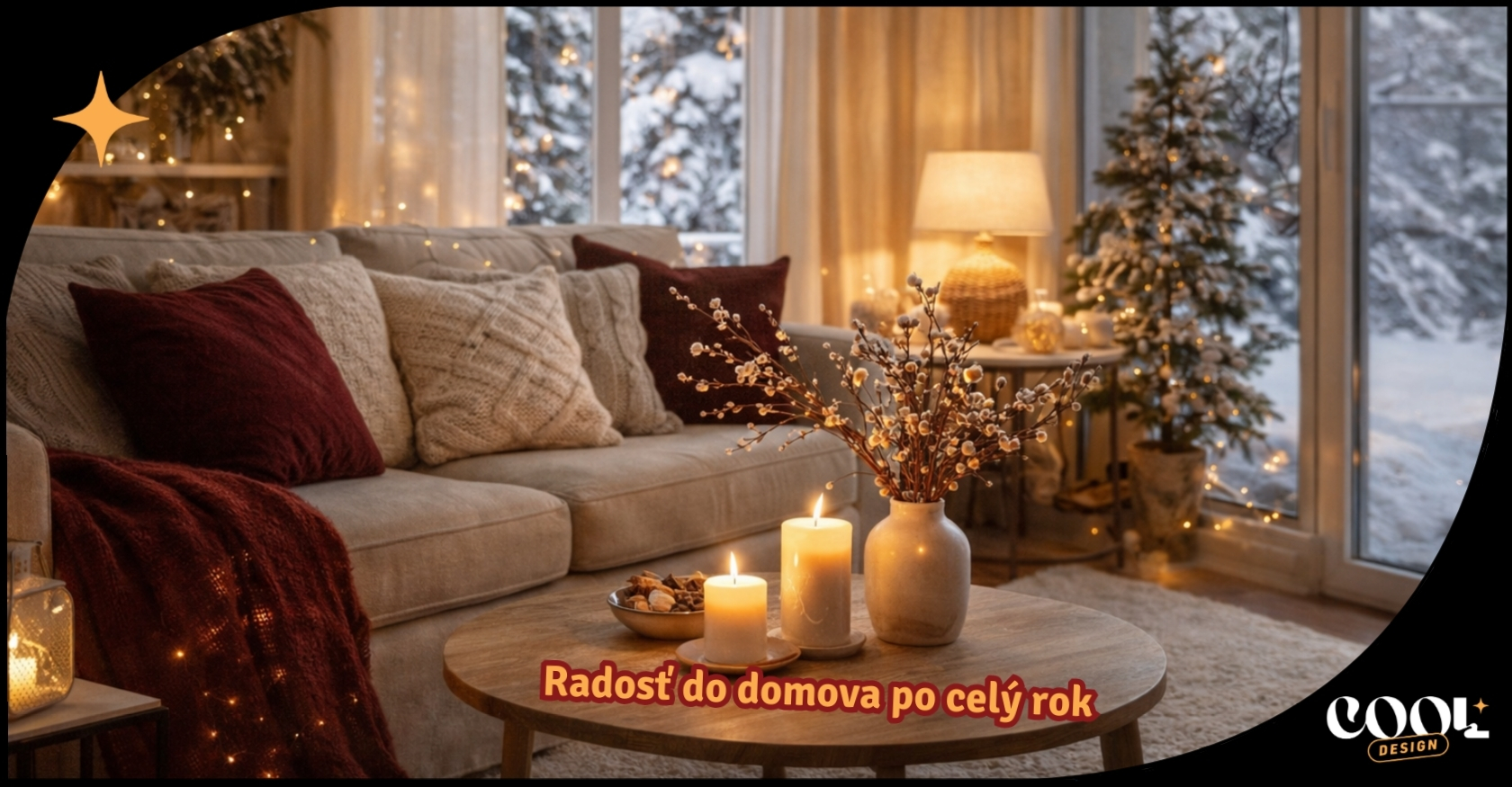 Zimná atmosféra domova – teplý dizajnový interiér