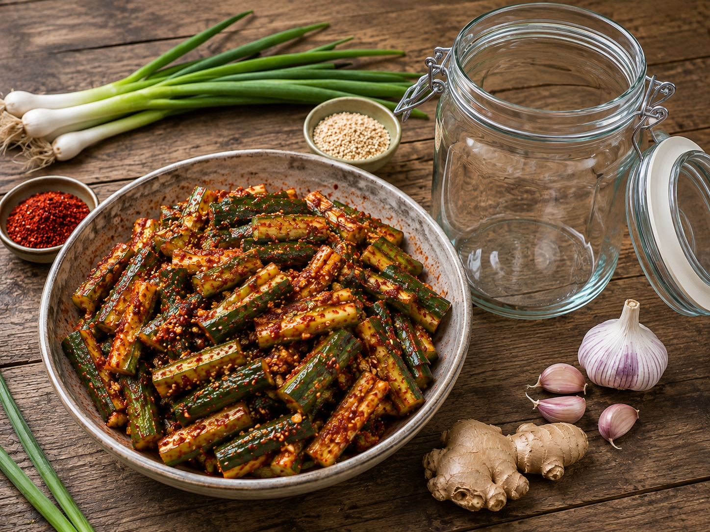 Príprava kórejského uhorkového Oi Kimchi