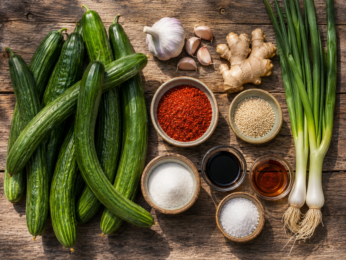 Suroviny na kórejské uhorkové Oi Kimchi