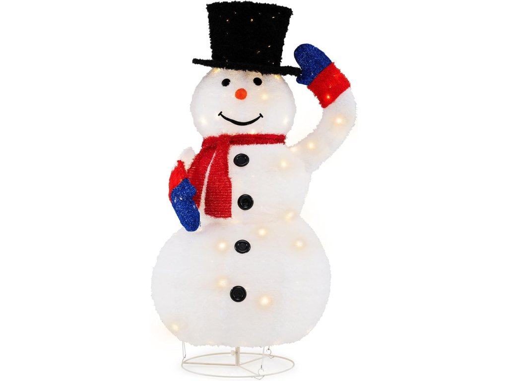 LED snehuliak 130 cm s pohyblivým klobúkom a teplým svetlom – hlavný produktový obrázok