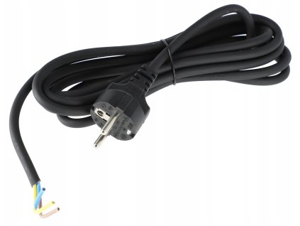 Napájací kábel 230 V s uzemnenou zástrčkou, dĺžka 5 m, čierny – univerzálne použitie