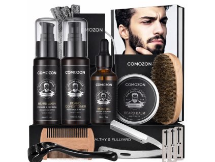 Kompletný obsah pánskej sady na rast a úpravu brady v jednom balení