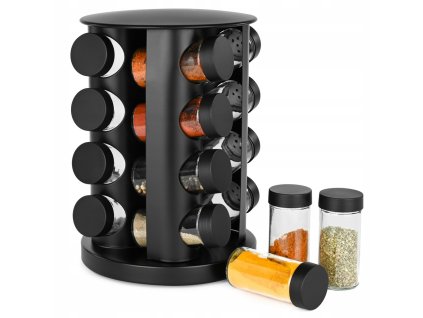 otocny-stojan-na-koreniny-so-16-sklenenymi-nadobkami-cierny-cooldesign