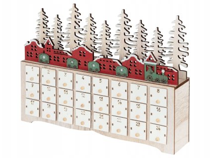 Adventný kalendár z dreva na doplnenie so svetlom III