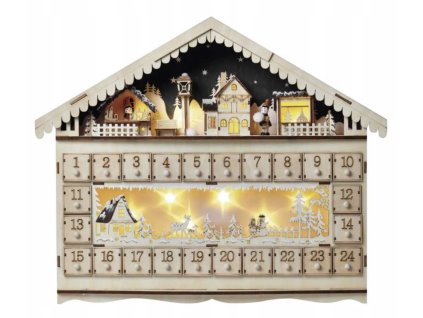 Adventný kalendár z dreva na doplnenie so svetlom IV