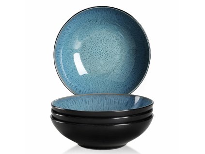 Bublia Aqua – sada 4 kameninových hlbokých tanierov, priemer 21 cm