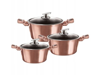 Luxusná sada granitových hrncov s pokrievkami – 6 dielov v medenom dizajne