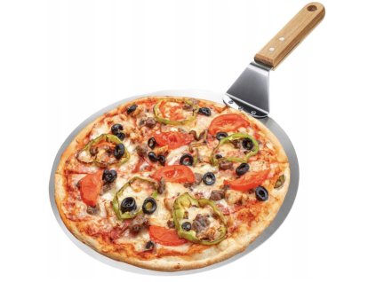 Nerezová lopata na pizzu s drevenou rúčkou, priemer 30 cm