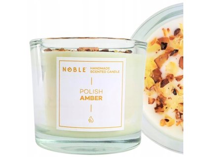Sójová vonná sviečka NOBLE  Polish Amber biela 220ml